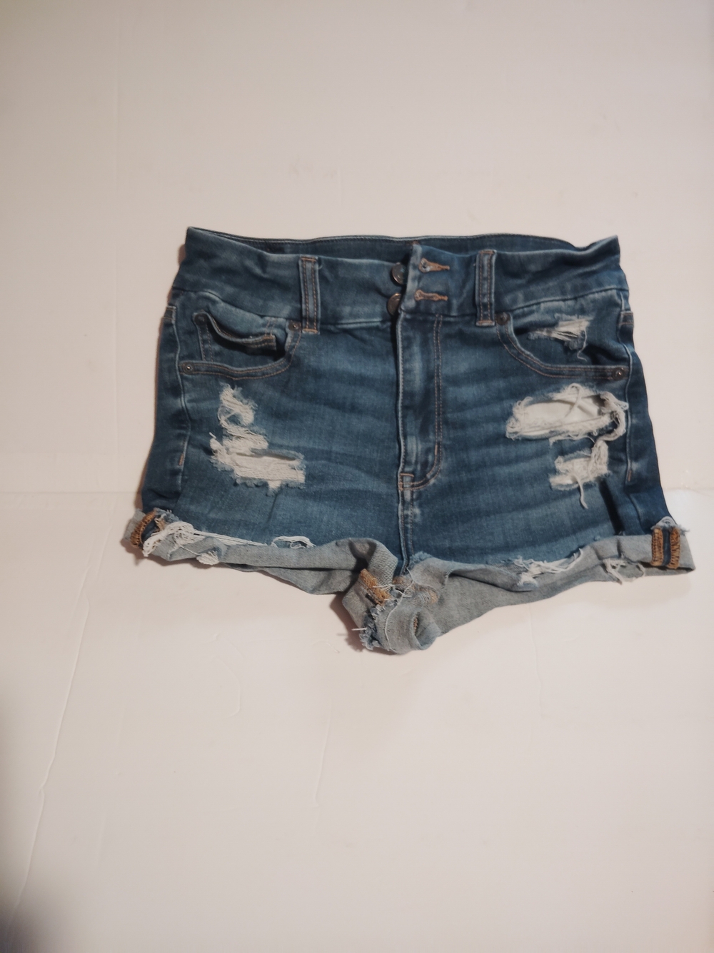 American Eagle Outfitters Distressed Dark Blue Denim Shorts